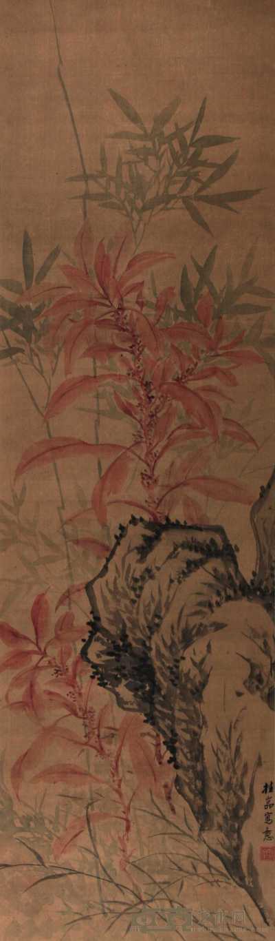 张桂岩 花卉 立轴 132×39cm